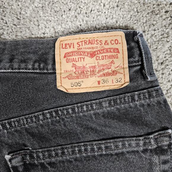 Vtg Levis 505 Jeans Men’s 34x32 (Tag 36X32) Black Straight Regular Fit Y2K - Picture 3 of 15